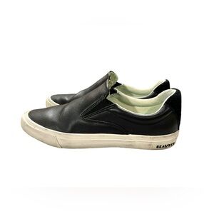 Seavees Hawthorne Slip On Leather Sneaker Size 10 Black Flat Shoes Loafers